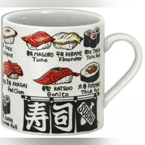 Japanese Tea Coffee Mug Cup 3.25"H Porcelain Sushi Neta Kanji
